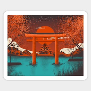 Japanese Sunset in pacific ocean landscape Sticker